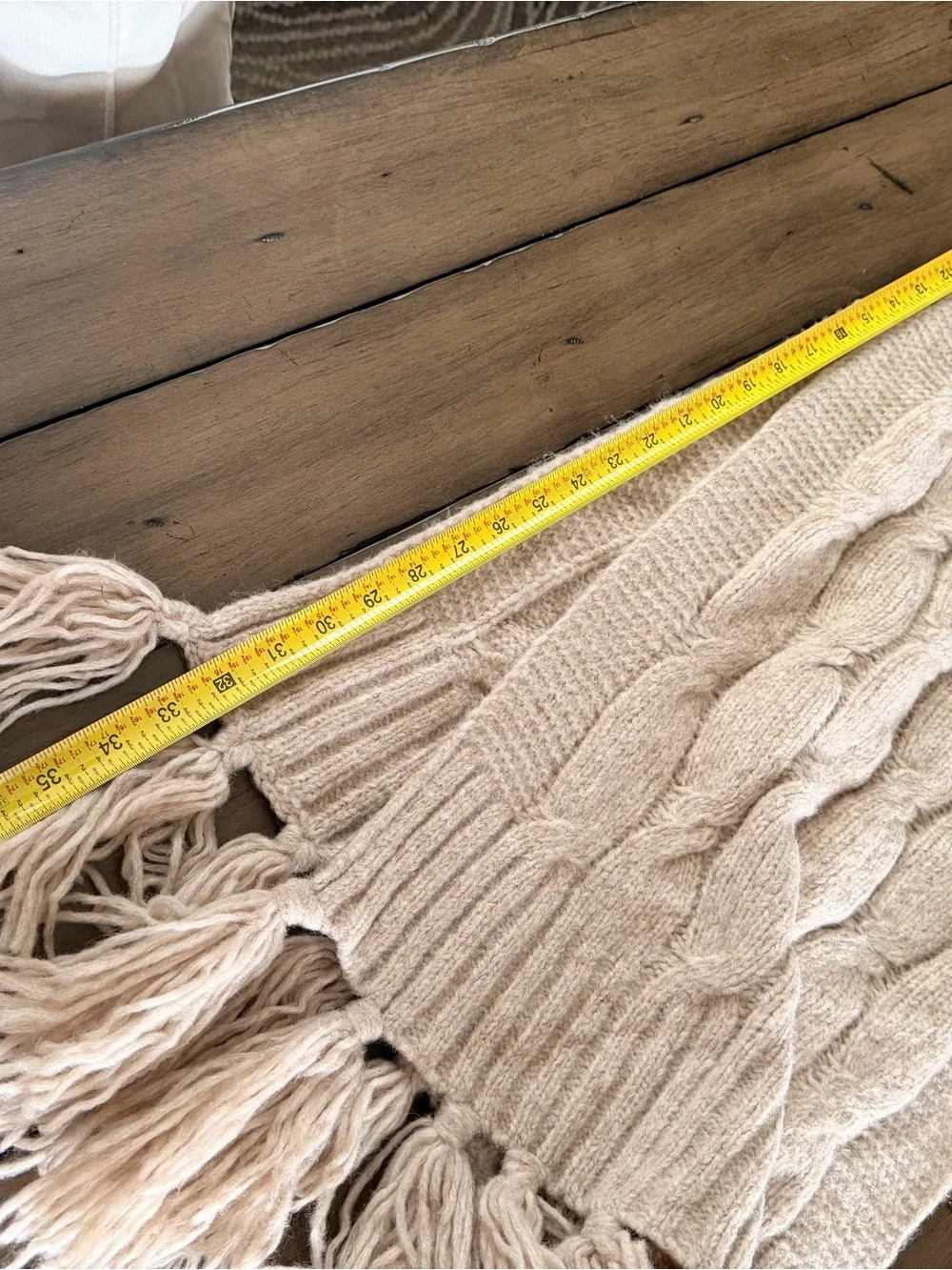J. Crew Cable-knit fringe scarf Heather Oatmeal #419